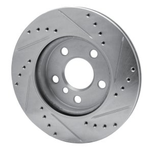 Mini Cooper Brake Rotor (1) - Front Left - R1 Concepts - Drilled & Slotted - Silver - `14-`24